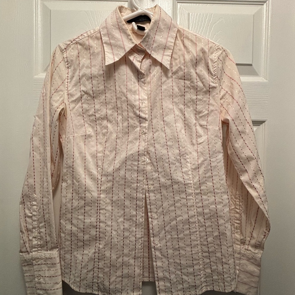 Vintage Express Women’s Cream Striped Shirt size 4